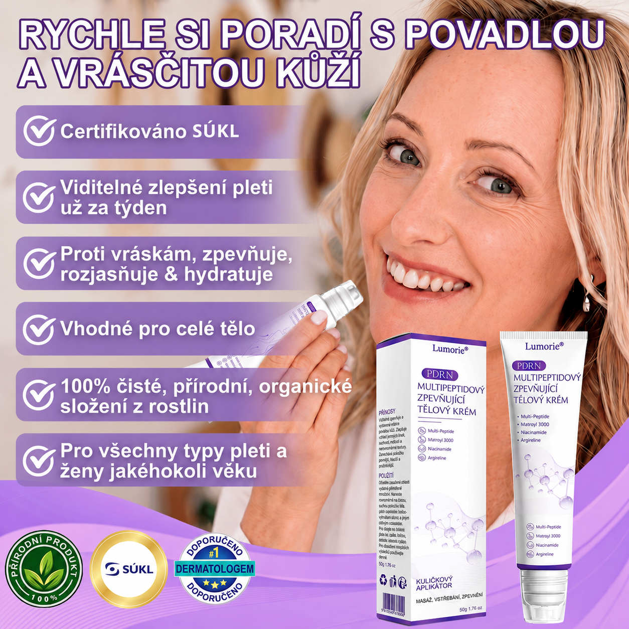 Doporučováno dermatology🥇 | 🍗𝐋𝐮𝐦𝐨𝐫𝐢𝐞® PDRN Multi-Peptidový masážní tělový krém – Proti stárnutí, hydratační, zpevňující, regenerační, sjednocující, proti akné a skvrnám, na odstraňování bradavic a mateřských znamének, pro úlevu při lupénce.❤️