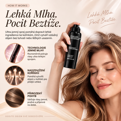 Vitalisys® Tvarovací sprej pro objem vlasů Fluffy Hair – Lehký sprej pro objem od kořínků a přirozený pohyb s broskvovou vůní 💖