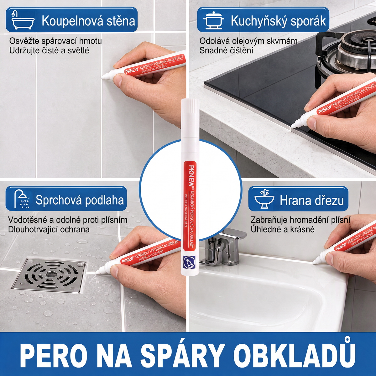 🔥🔥 PKNEW® Protiplísňový a voděodolný fix / štěteček na spáry keramických dlaždic! 🖌️