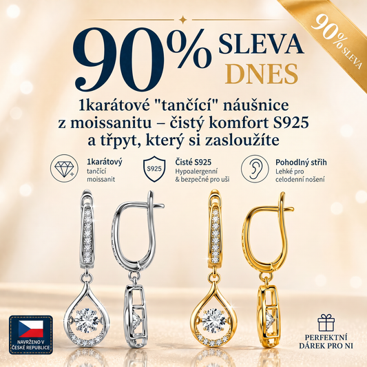 🌈🌈 DNES SLEVA 90 %✨: 1karátové „tančící“ náušnice z moissanitu – čistý komfort a třpyt stříbra S925, který si zasloužíte 💎