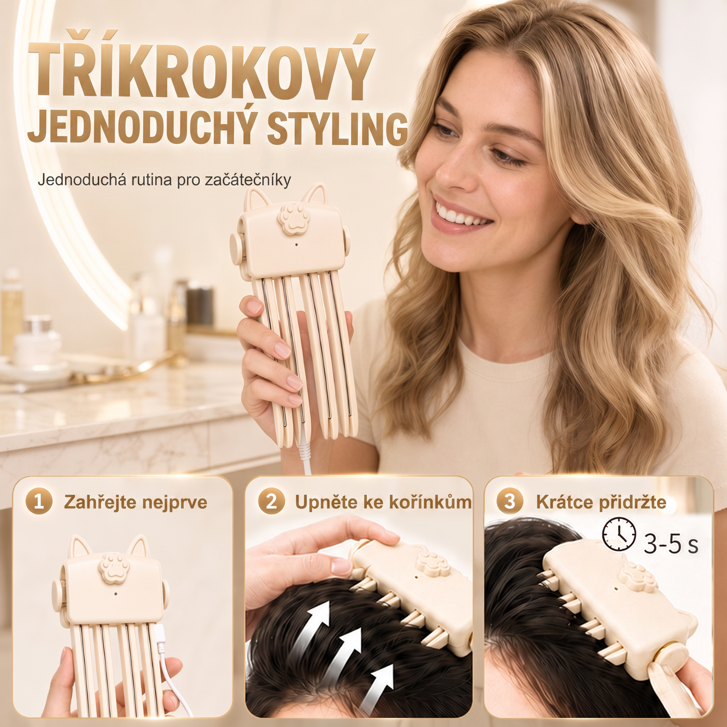 Přes 48 tis. prodaných kusů 💇 Bezdrátový vyhřívaný skřipec pro zvětšení objemu u kořínků, přenosný stylingový nástroj na cesty pro jemné a zplihlé vlasy 💧