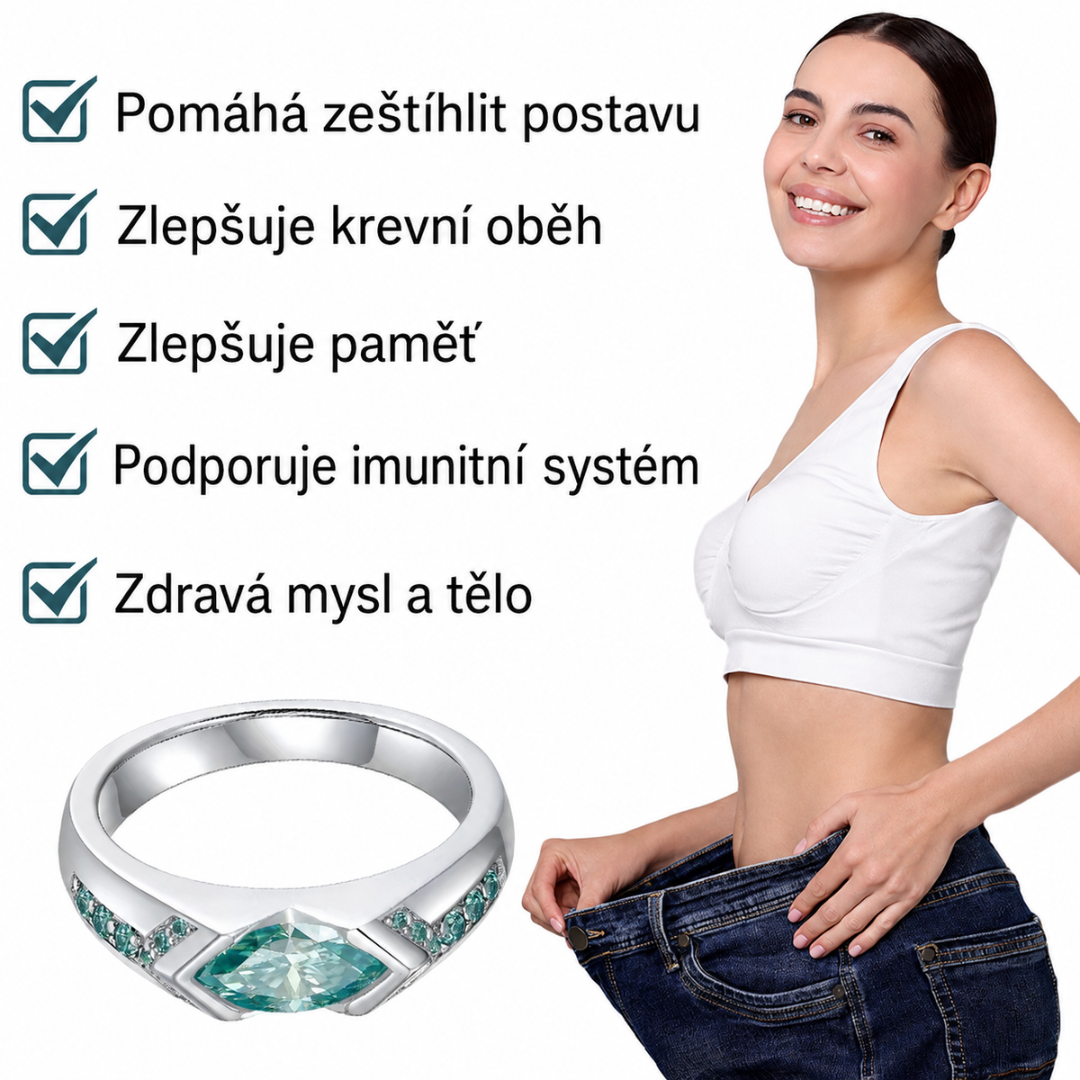 Diamantový prsten s moissanitem a magnetickou strukturou CZTICLE®