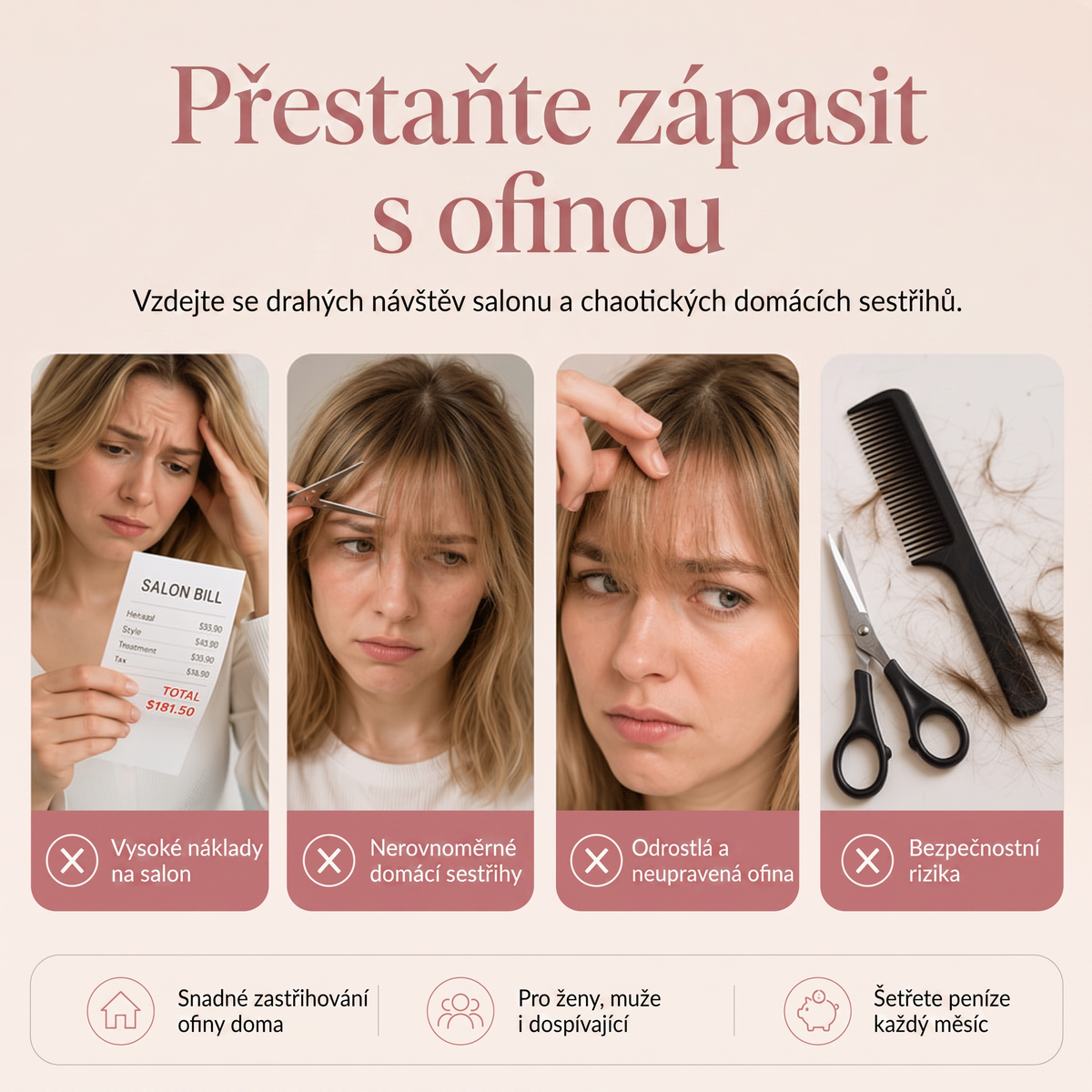 🍟Unikaj wizyt u fryzjera✂️ 4-stopniowy grzebień do strzyżenia i cieniowania włosów – łatwe podcinanie grzywki, kształtowanie i stylizacja włosów w domu