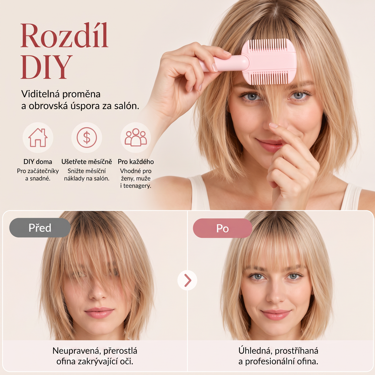 🍟Unikaj wizyt u fryzjera✂️ 4-stopniowy grzebień do strzyżenia i cieniowania włosów – łatwe podcinanie grzywki, kształtowanie i stylizacja włosów w domu