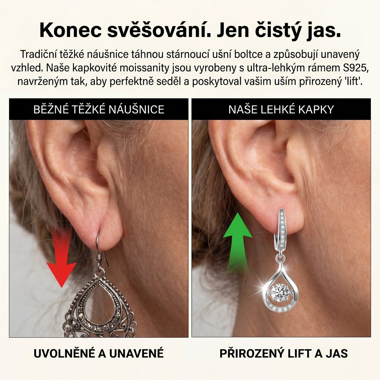 🌈🌈 DNES SLEVA 90 %✨: 1karátové „tančící“ náušnice z moissanitu – čistý komfort a třpyt stříbra S925, který si zasloužíte 💎