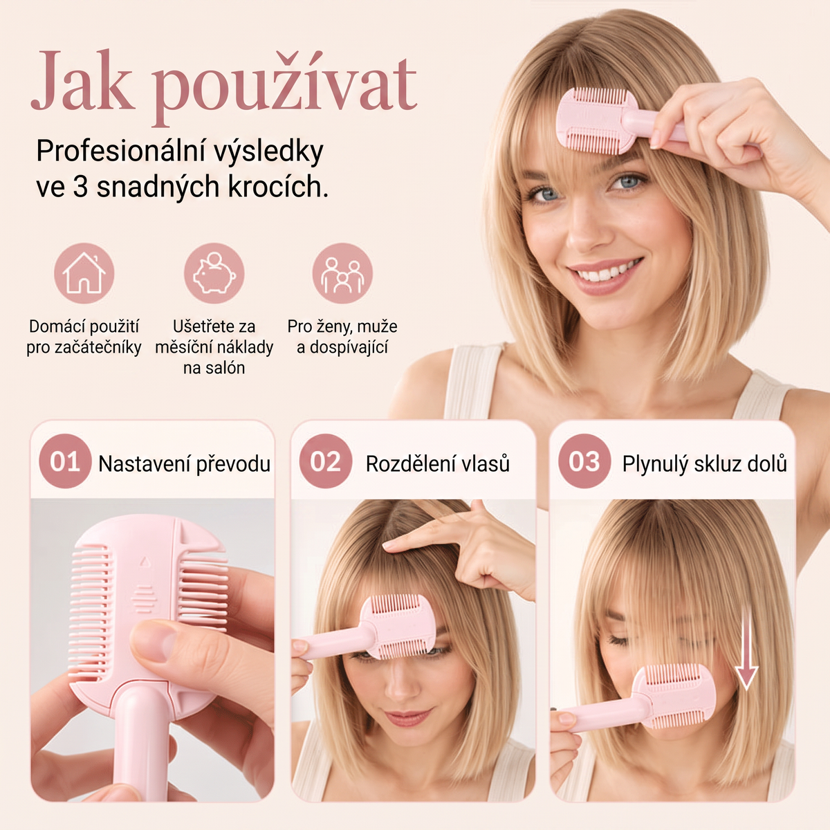 🔥🔥Unikaj wizyt u fryzjera✂️ 4-stopniowy grzebień do strzyżenia i cieniowania włosów – łatwe strzyżenie grzywki, modelowanie i pielęgnacja włosów w domu 👸