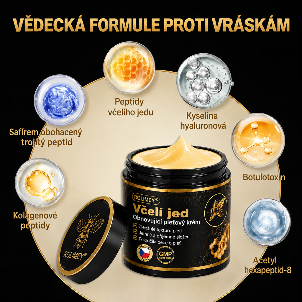 💎Oficjalna marka – ulepszona edycja Black & Gold | Rolimey® Bee Venom Pro Comprehensive Cream – krem ujędrniający do różnych typów skóry