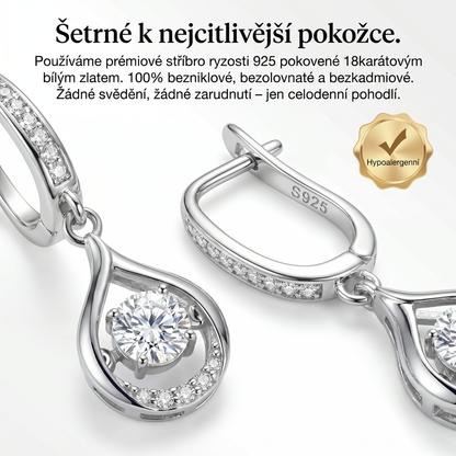 🌈🌈 DNES SLEVA 90 %✨: 1karátové „tančící“ náušnice z moissanitu – čistý komfort a třpyt stříbra S925, který si zasloužíte 💎