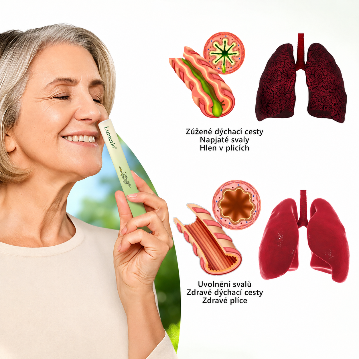 🇨🇿 Vysoce kvalitní český produkt s doručením po celé ČR 🥇 𝐋𝐮𝐦𝐨𝐫𝐢𝐞® bylinný inhalátor pro očistu plic🥞(👨‍⚕️ Účinná pomoc při: kašli, bolesti v krku, dušnosti, zahlenění, ucpaném nosu, zánětu průdušek, alergických příznacích a plicních potížích) ❤️