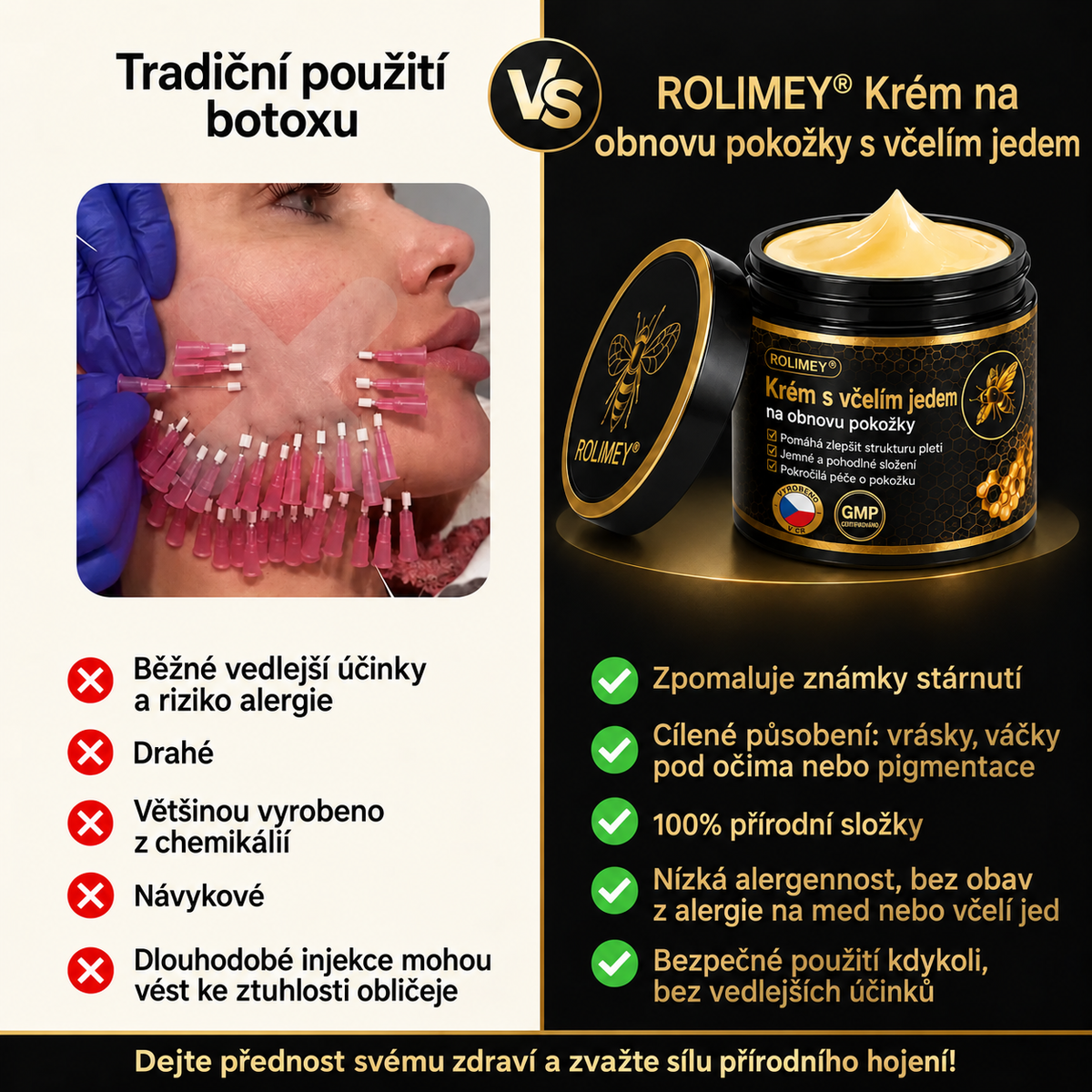 💎Oficjalna marka – ulepszona edycja Black & Gold | Rolimey® Bee Venom Pro Comprehensive Cream – krem ujędrniający do różnych typów skóry