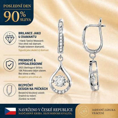 🌈🌈 DNES SLEVA 90 %✨: 1karátové „tančící“ náušnice z moissanitu – čistý komfort a třpyt stříbra S925, který si zasloužíte 💎