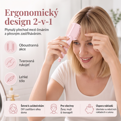 🍭Vyhněte se kadeřnickým úpravám✂️ 4stupňový hřeben pro zastřihování a ředění vlasů – snadná ofina, tvarování a úprava vlasů doma