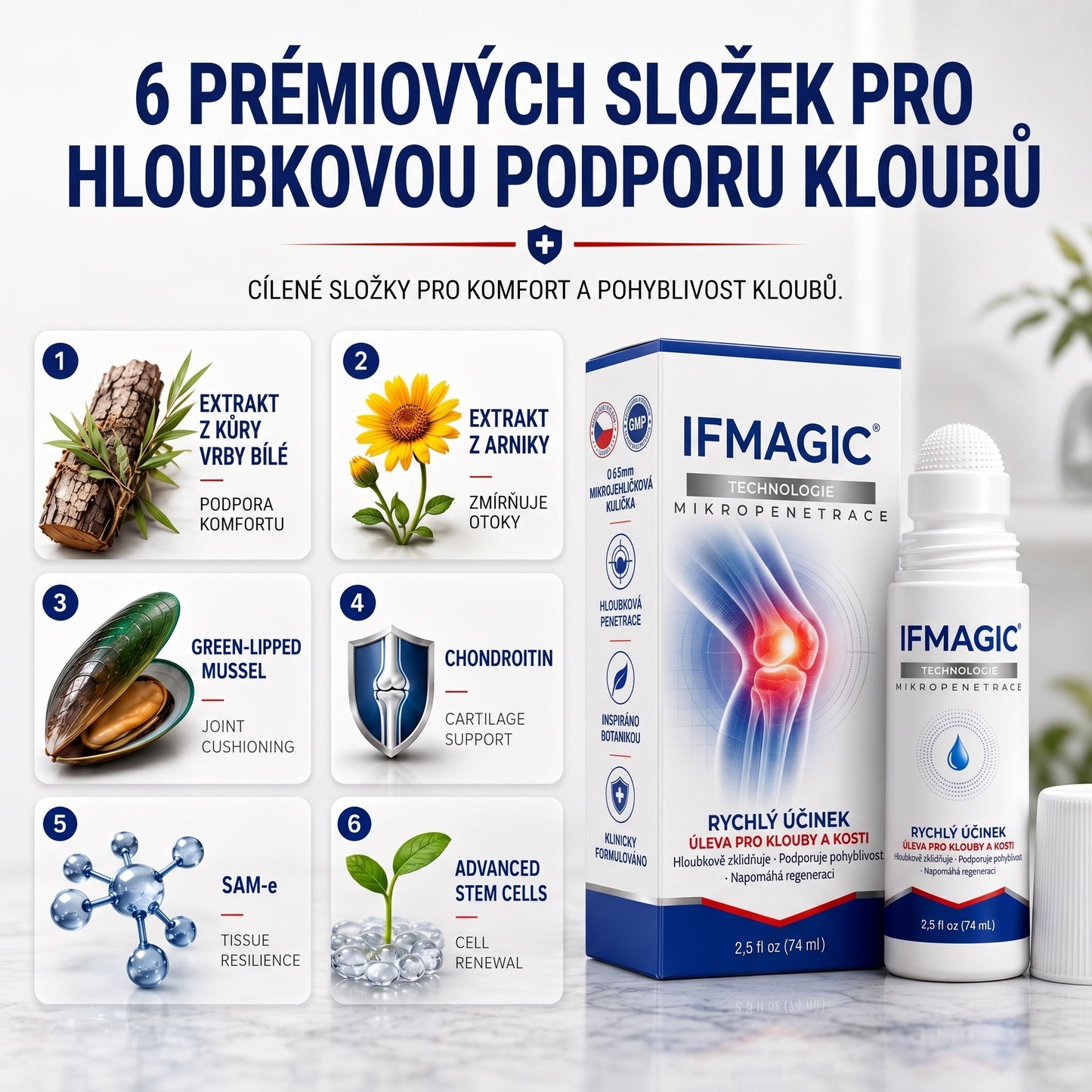 OFICIÁLNÍ OBCHOD | IFMAGIC® 0,05 mm Mikroneedle Rychle Působící Roll-On pro Úlevu Kloubů a Kostí🎇