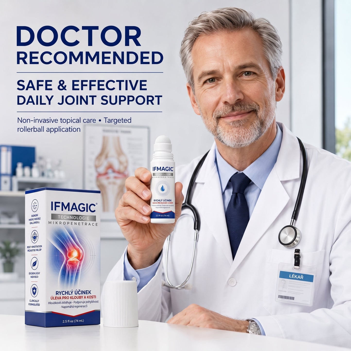 OFICIÁLNÍ OBCHOD | IFMAGIC® 0,05 mm Mikroneedle Rychle Působící Roll-On pro Úlevu Kloubů a Kostí🎇