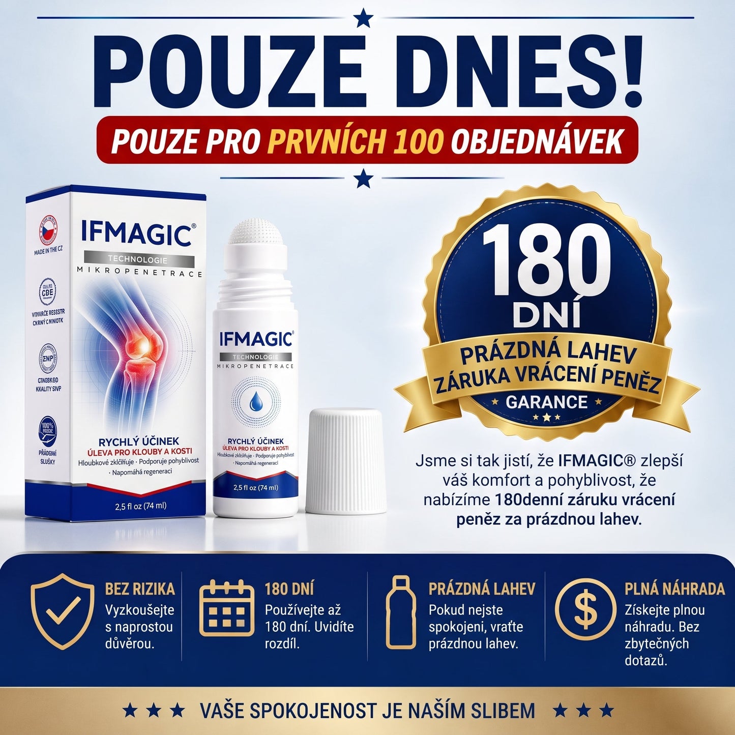 OFICIÁLNÍ OBCHOD | IFMAGIC® 0,05 mm Mikroneedle Rychle Působící Roll-On pro Úlevu Kloubů a Kostí🎇