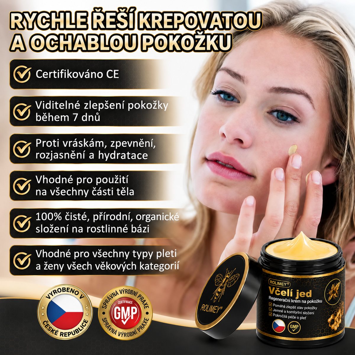 💎Oficjalna marka – ulepszona edycja Black & Gold | Rolimey® Bee Venom Pro Comprehensive Cream – krem ujędrniający do różnych typów skóry