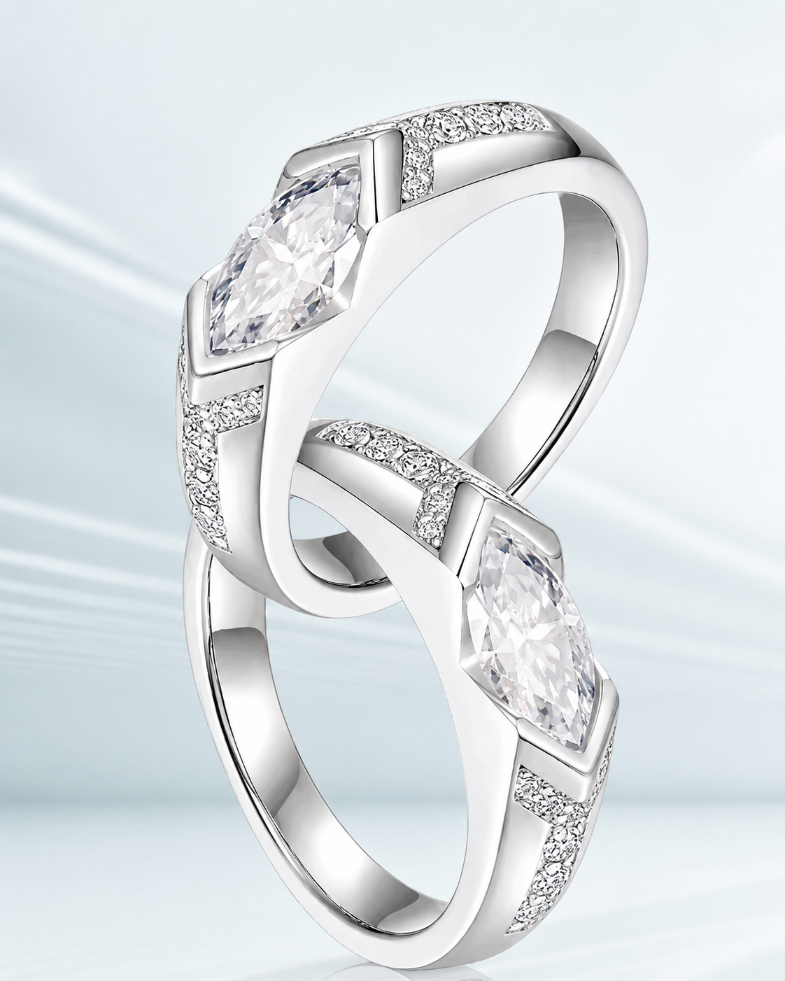 Diamantový prsten s moissanitem a magnetickou strukturou CZTICLE®