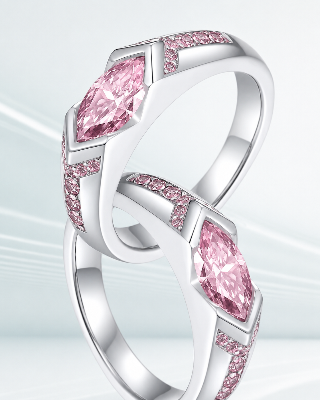 Diamentowy pierścionek z moissanitem i strukturą magnetyczną CZTICLE®